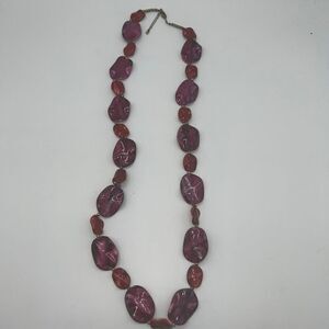 Retro Purple and Red Molded Plastic Bead Necklace